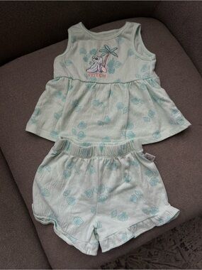 Disney Baby Light Mint 'Stitch' Two-Piece Pajama Set for Kids